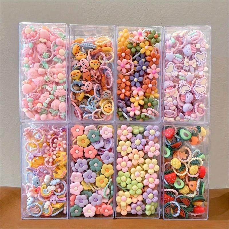 Mixed Cute Scrunchies Set - Colorful Elastic Hair Bands, Suitable For Ponytails And Braids Home