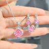 Millennium Rose Cut Paraiba Necklace Pendant Sparkling Diamond Earrings Pink Ring Women Jewelry Set