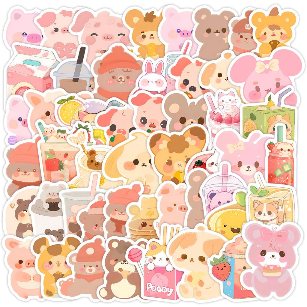 50 Cute Little Bear Doodle Stickers Suitcase Laptop Mobile Phone Waterproof Decorative Stickers Cartoon Animal Stickers