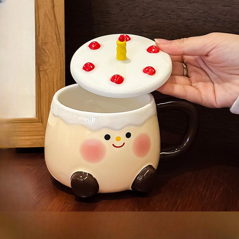 Birthday Gift Ceramic Cup High Looking Cake Water Cup for Girlfriend Creative Gift Home Cute Mug