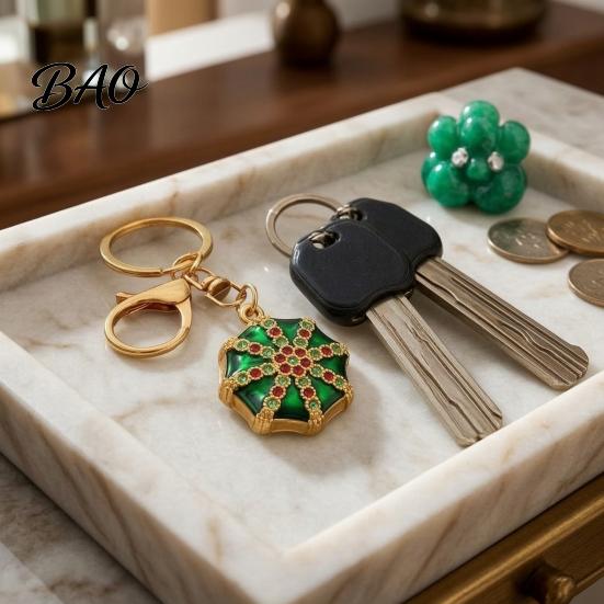 Octagonal Cap Key Ring Rhinestone Ethnic Hat Keychain, Bling Car Keychains Ring, Zinc Alloy Pendant for Backpacks and Handbags