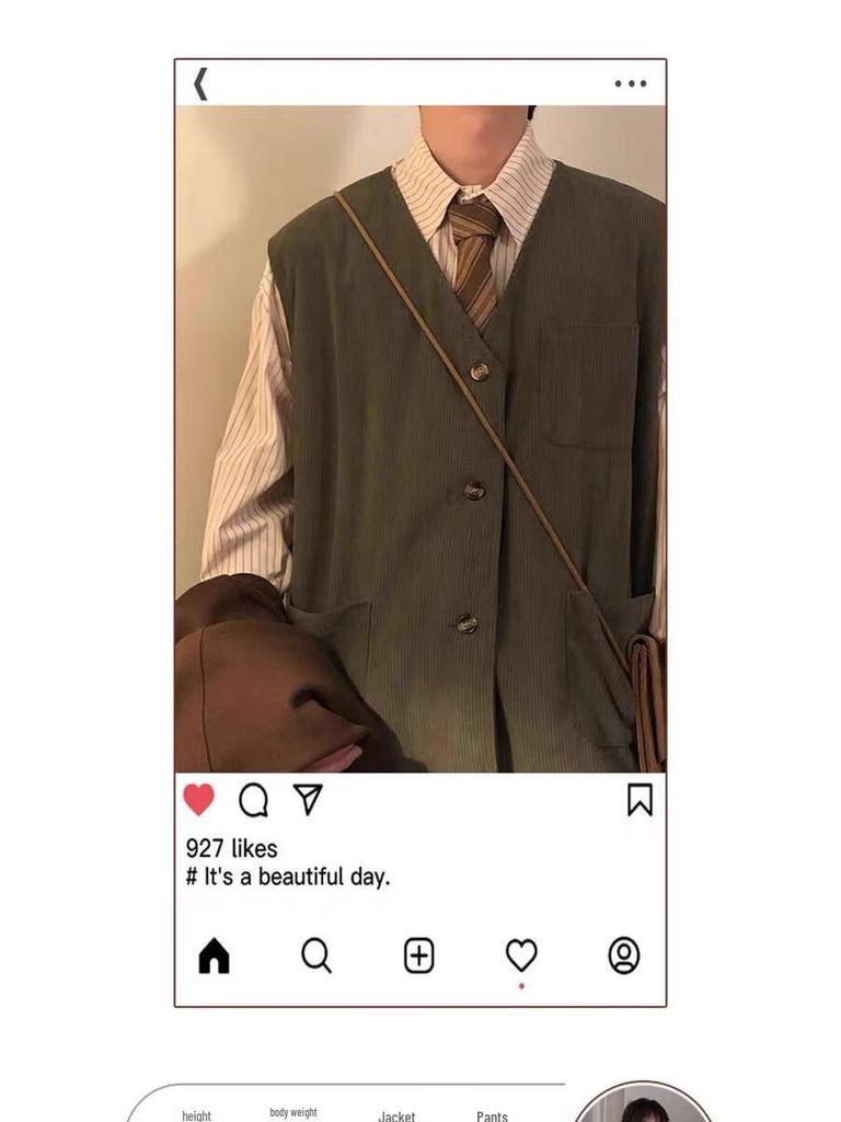 Herren Japanische Retro Cord Fledermaus Weste - Ärmellos, Locker, Trendige Frühling/Herbst Jacke