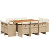 VidaXL Garden Dining Set and Cushions 11 Pcs Beige Poly Rattan 3277803
