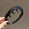 Women French Sparkling Pearl Wavy Headband, High Skull Top Toothed Hair Band, Non-slip External Wear Pressure-Reducing Hair Accessory