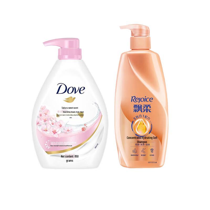Набор Dove Цветение вишни Молочко для душа и Rejoice Шампунь