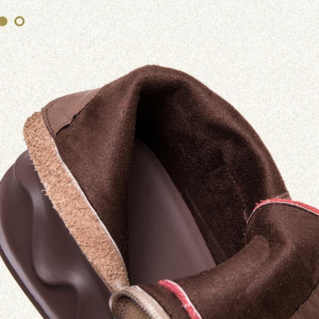Johnature Scarpe con suola spessa e aumento dell'altezza, retrò, colori misti, stivaletti corti in vera pelle, scarpe da donna