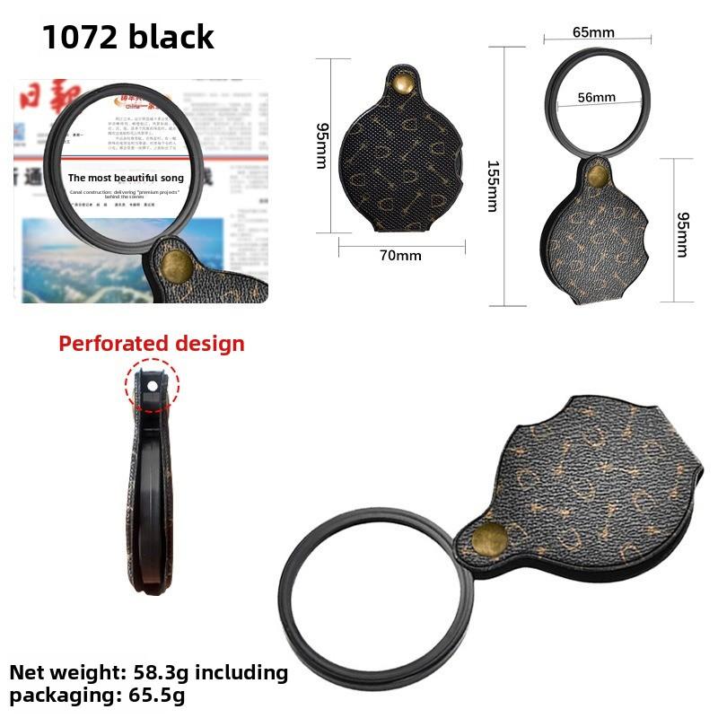 

10X/20X Кишенькова складана лупа для вивчення рослин / тварин / колекціонування монет / ремонту із захисним чохлом 1072 10X чорний