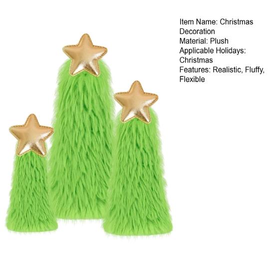 Grüne Plüsch Weihnachtsbaumschmuck Weiche Fellige Weihnachtsdeko mit Sternspitze Feiertags-Tischdekorationen Partyzubehör