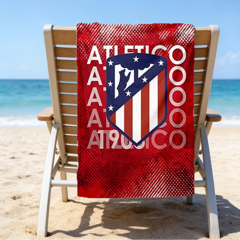 Fotbalový klub Atletico Potisknutý Plážový Ručník, Super Měkké Mikrovlákno, Perfektní Dárek k Narozeninám, na Bazén, Pláž, Cestování, pro rodinu a přátele