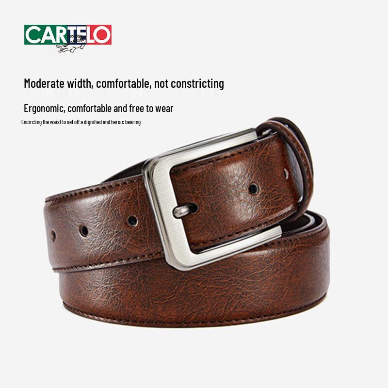 CARTELO Men's Genuine Leather Pin Buckle Belt