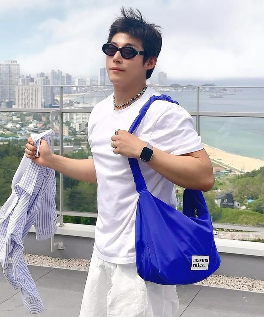 Masmarulez Nylon 2Way Shirring Hobo Bag_Blue