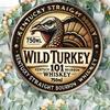 Vintage Wild Turkey Bourbon Aluminiumschild Rustikal Rund Wand Fenster Dekoration für Heim-Fitnessstudio Café Bar Küche