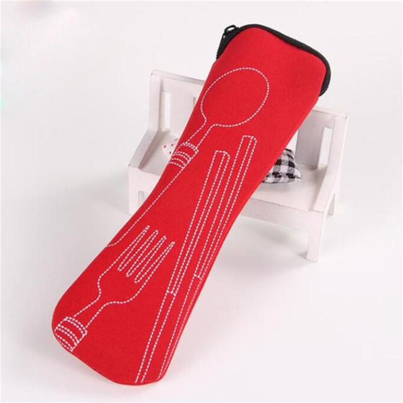 Tableware Box Portable Flip Cover Type Cutlery Case Kitchen Students Household Utensils Dinnerware Bag Dinner Pouch with Zipper