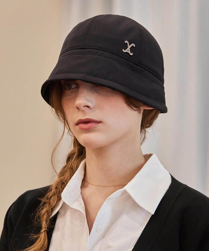 Bajal Va Curved Studded Nylon Bonnet Hat Black