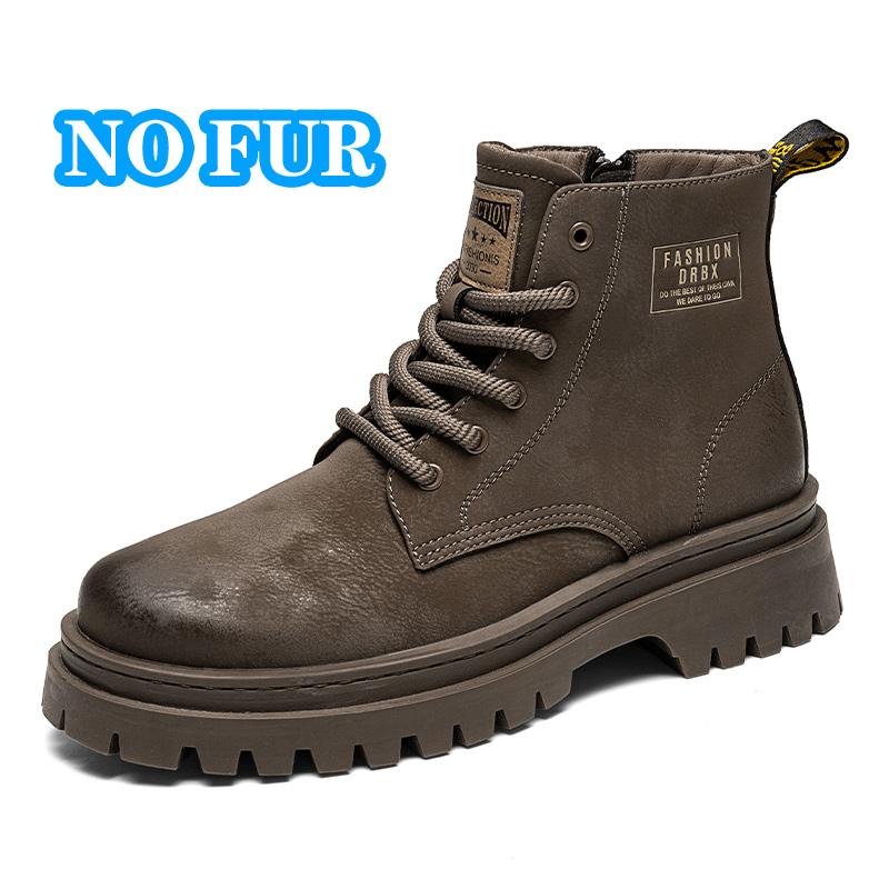 Outdoor Male Casual Leather Basic Boots High Top Wear Mens Desert Boots Leisure Walk Motocross Boots All-Match Men Ankle Botas