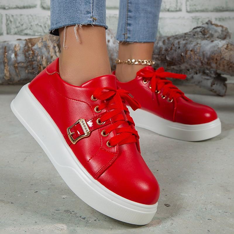 European and American Flat Sole Single Shoes 2024 Autumn New Metal Decorative Thick Sole Casual Vulcanized Women's Shoes Trafza