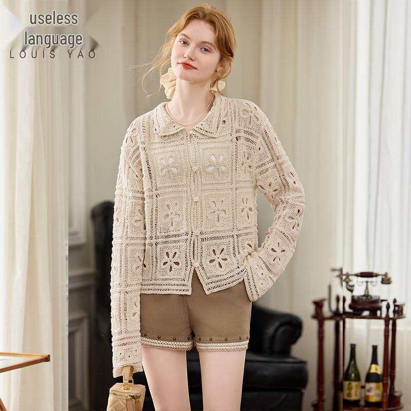 Богемный плетеный ажурный вязаный кардиган Bailuyu 40