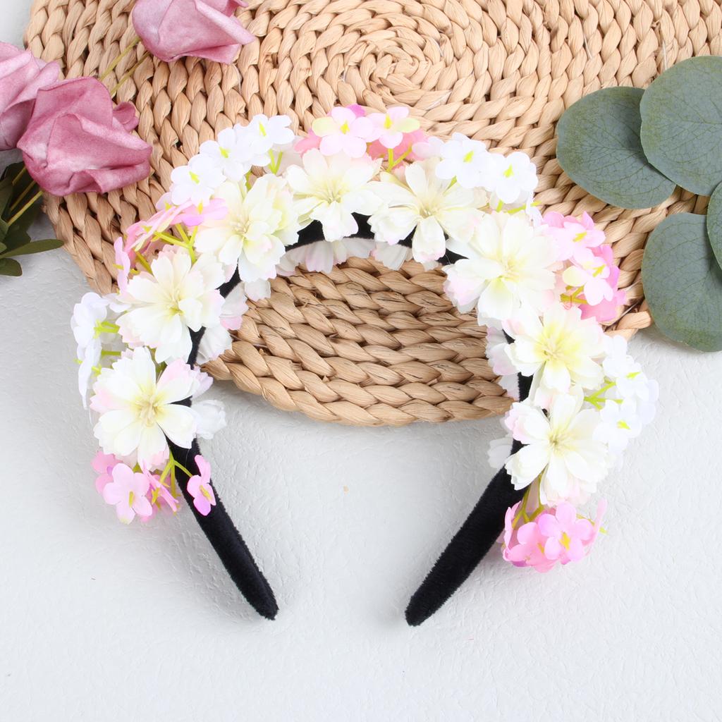 Fashion Women Bride Flowers Headband Chinese Style Flower Crown Hairband Ladies Elastic Beach Wedding Hair Accessories Headband