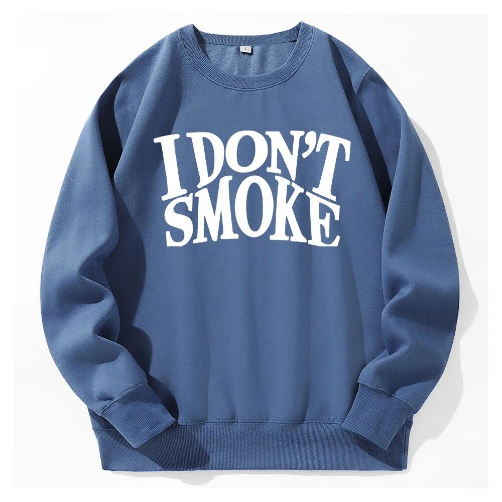 I Don't Smoke Potisk Mikina Unisex Fleece s kapucí Pohodlné Teplé Mikina Street Sport Móda Basic All Match Daily Mikiny