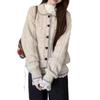 Spring and Autumn New Sweet and Gentle Wind Doll Collar Knitted Cardigan Women's Loose Love Button Soft Waxy Sweater Jacket