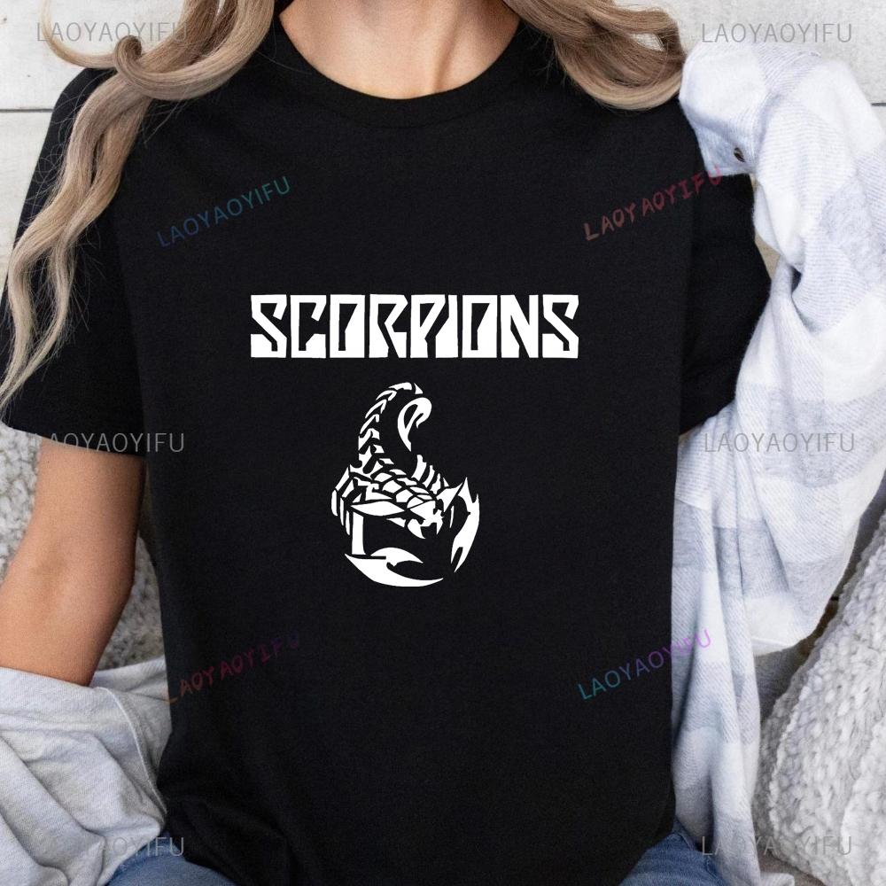 Loose and Retro Scorpions Rock Band Summer Y2K Short-sleeved Shirt Suitable for Both Men and Women, Large Size T-shirt