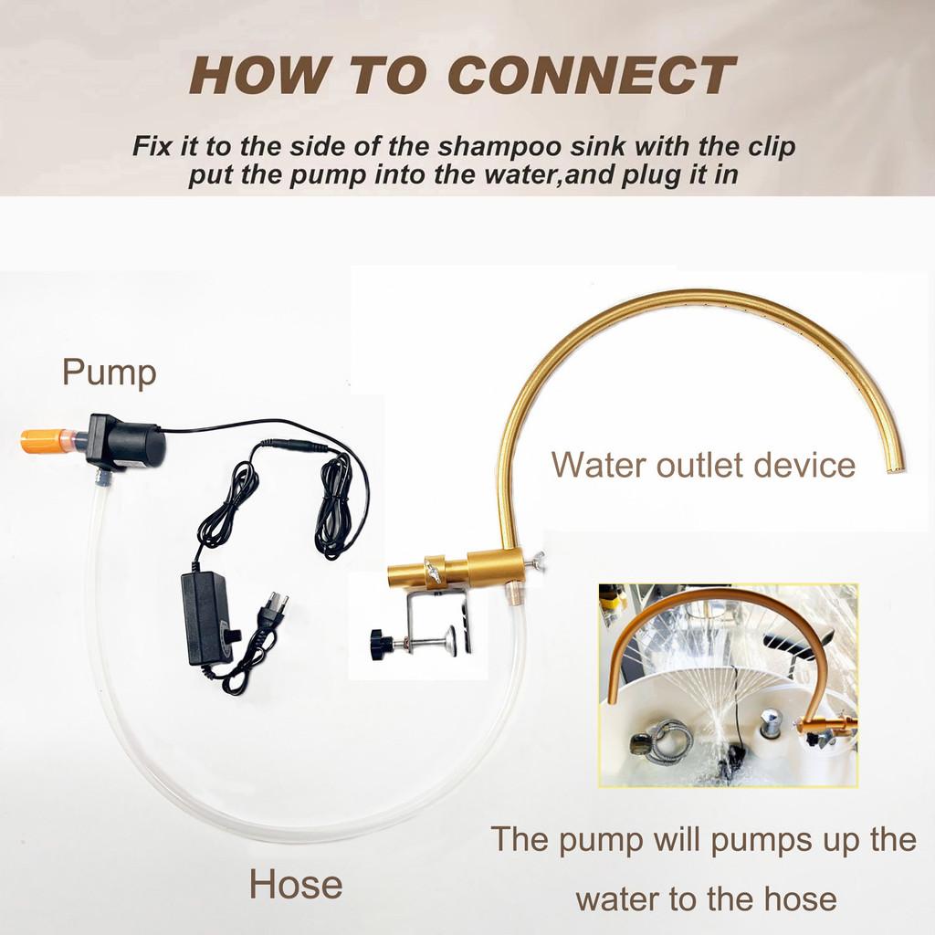 Adjustable Water Circulation Flushing Head Portable Shampoo Bowl Waterfall Head Spa Flushing Bed Bent Pipe Accessories