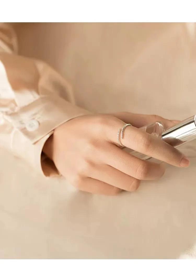 925 Silver zircon Ring For Women Jewelry Finger Adjustable Open Ring For Party Birthday Gift