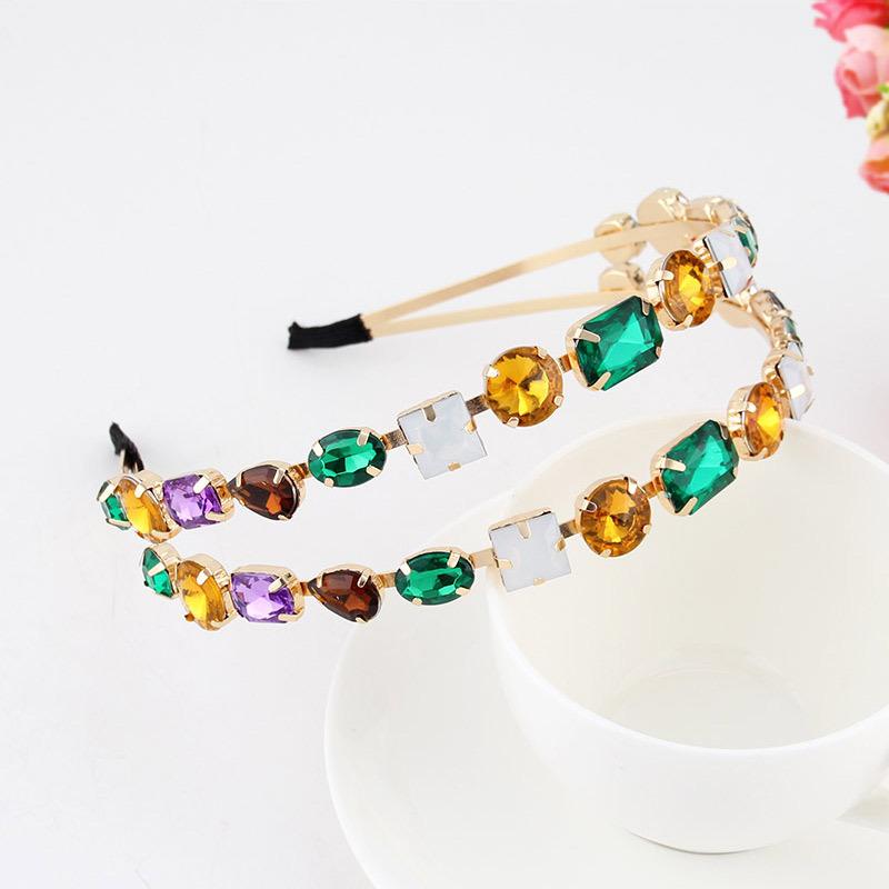 Baroque Colorful Rhinestone Headband Hair Hoop Women Hair Accessories New Shiny Fashion Crystal Flower Crown Head Wrap