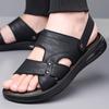 Fashion Solid Color Leather Sandals for Men Fashion Casual Sports Beach Shoes Male Dual-use Summer New Designer Slipper Shoes Man