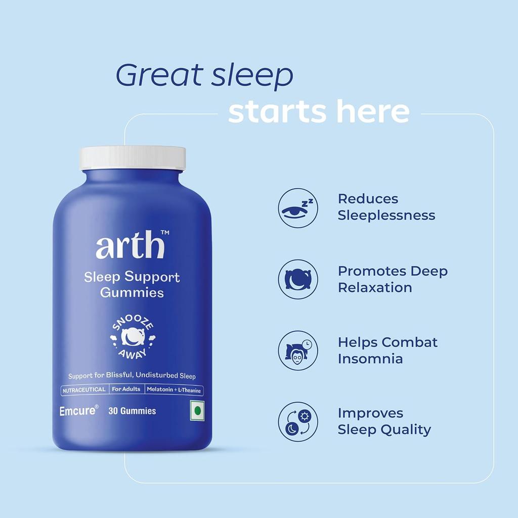 Arth Melatonin 5 Mg Sleep Gummies For Deep Night Rest Cranberry Flavour 15 Veg Gummies Pack Of 1 For Men And Women