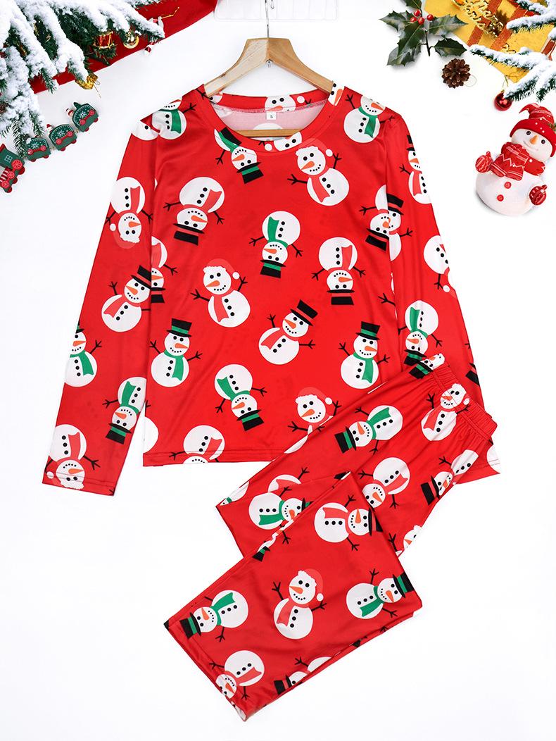 

Женский рождественский пижамный комплект с хлопковым эффектом: Круглый вырез, Длинный рукав, Ткань «молочный шелк» Medium Size M