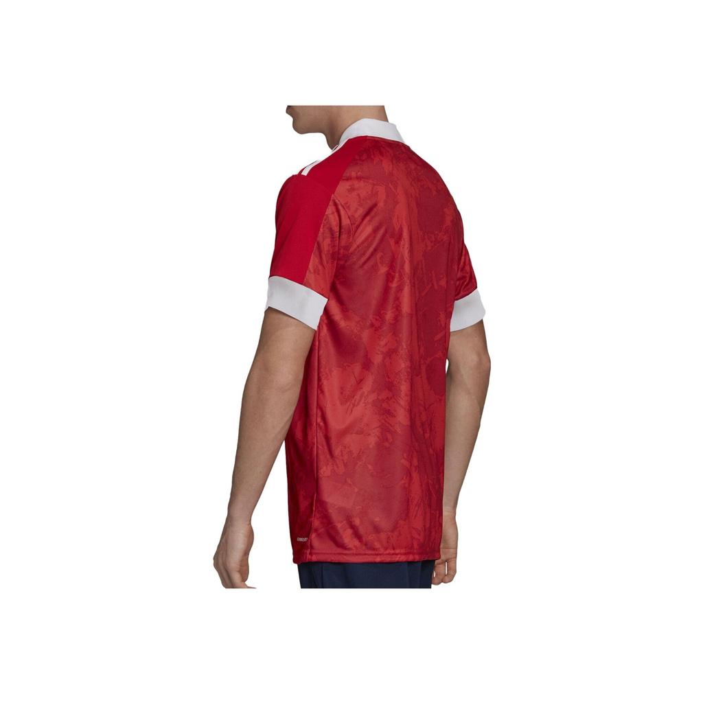 Adidas Logo Print V-Neck Short Sleeve T-Shirt Men Tops Red GQ1193