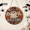 Handmade Welcome Sign Crafts Halloween Faux Pearl Door Kit, Ghost Skull Skeleton Cat Kit Painting Arts for Wall Decoration