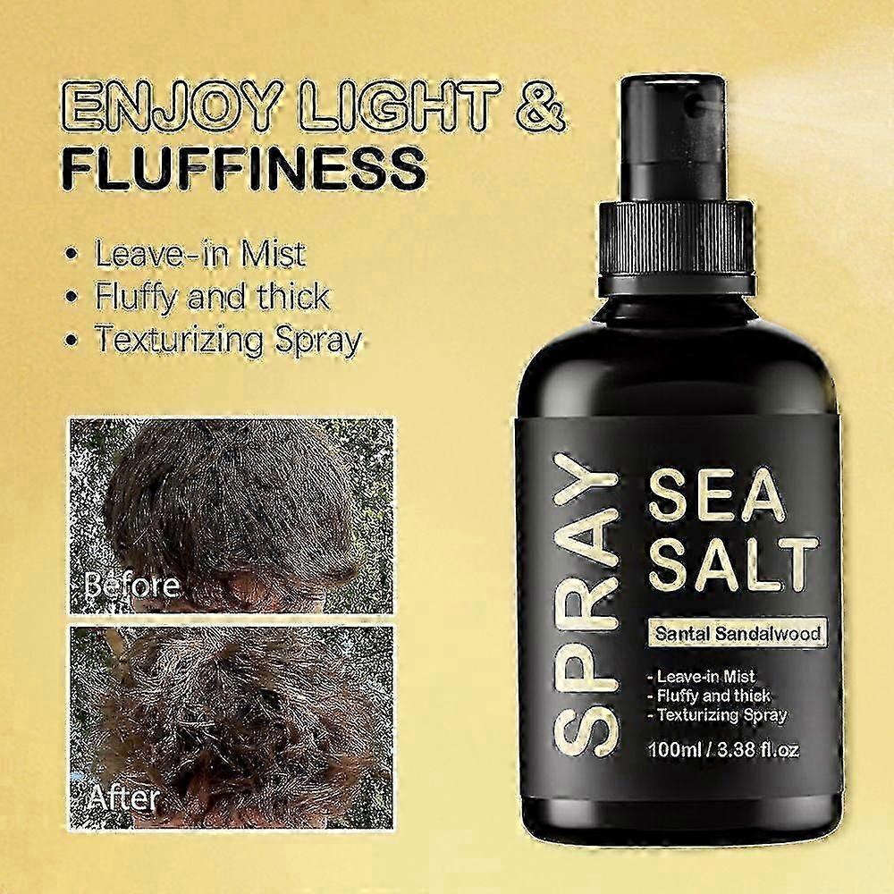 Spray de Sal Marina 2025 para Hombres, Spray de Sal Marina con Acabado Natural para el Cabello, Voluminizador y Texturizante, Spray Fijador Ligero y No Graso para el Cabello Hombres Valenti