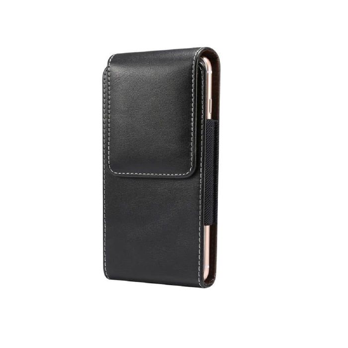 Étui vertical en cuir - HAWEEL - Infinix Hot 30 Play NFC (2023) - Fermeture magnétique - Boucle ceinture & mousqueton - Noir