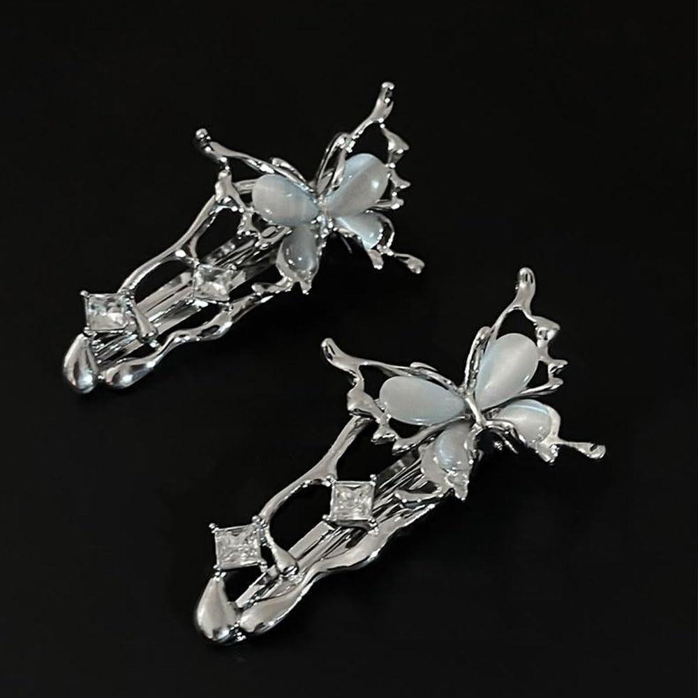 1pc Irregular Shape Cat Eye Zircon Hair Clips Butterfly Design Hair Barrettes  Girl Fashion