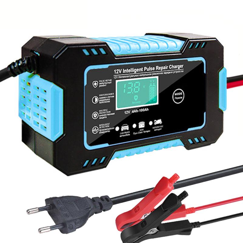 Car Battery Charger 12V 6A Touch Screen Pulse Repair LCD For Auto Moto Fast Power Charging Wet Dry Lead Acid Digital LCD Display