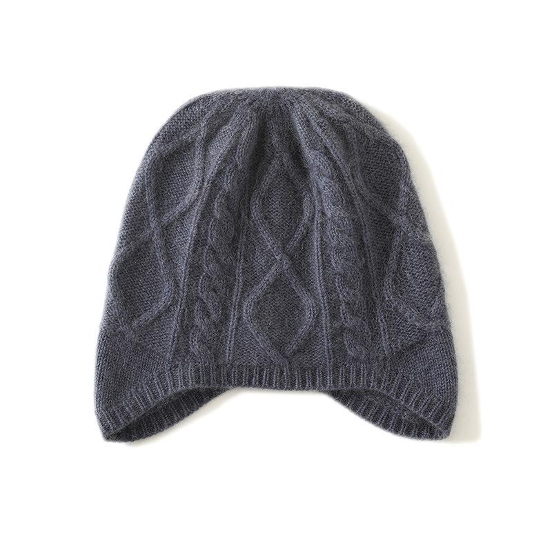 

Cashmere Autumn and Winter New Style Women s High End Solid Color Twist Twist Thickened Warm Fashion Knitted Casual Hat One size