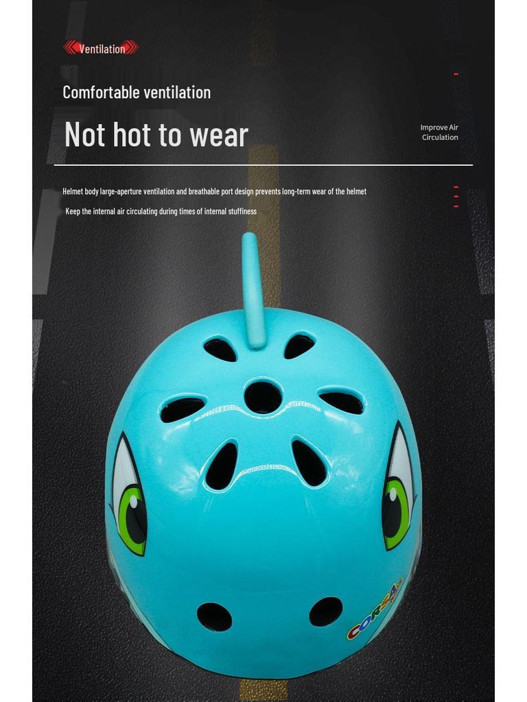 Casco Cartoon Squalo per Skateboard e Pattinaggio su Ghiaccio per Bambini - Traspirante, Equipaggiamento Protettivo per Ciclismo e Monopattino