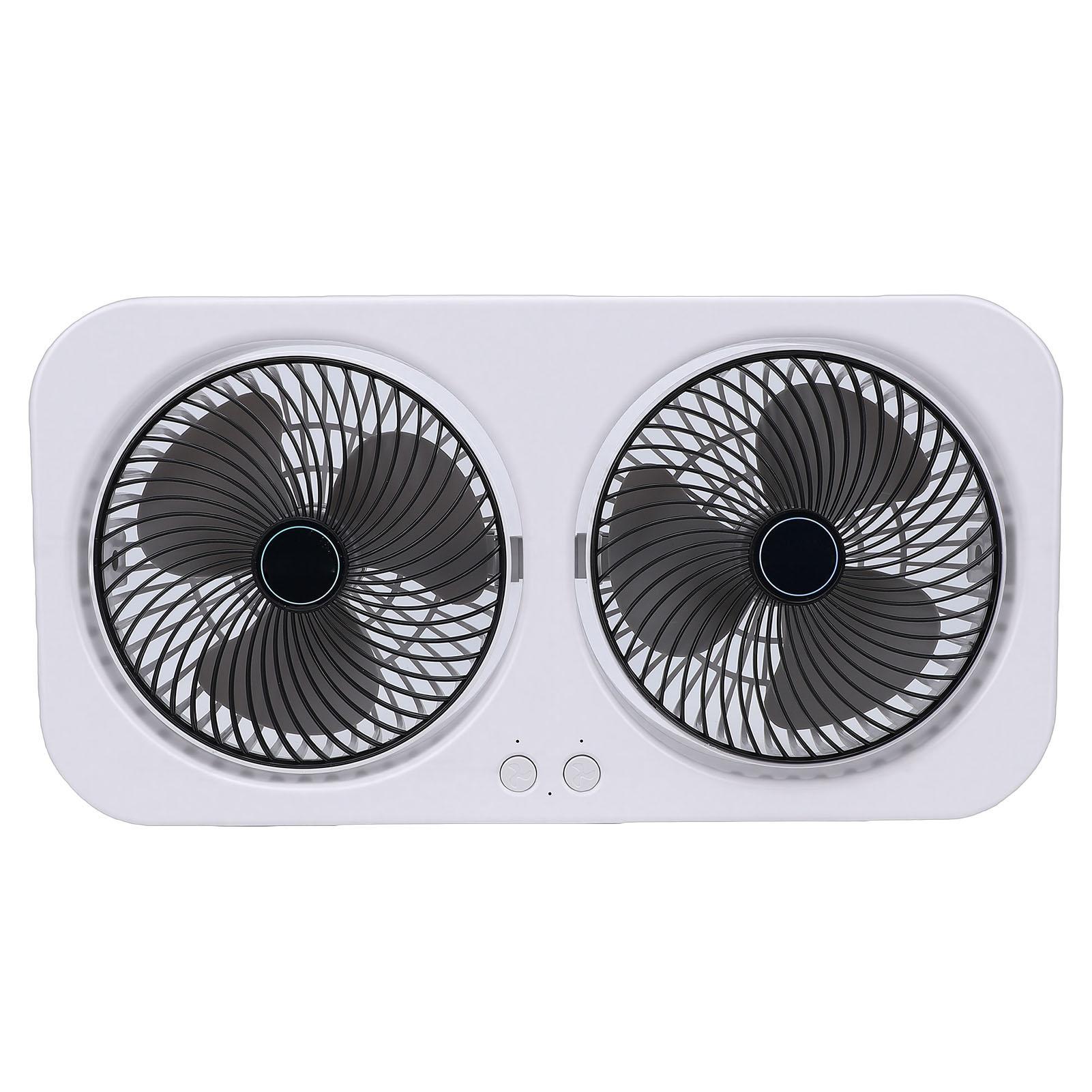 Portable Desktop Fan Rotating USB Rechargeable Quiet Cooling Hanging Dual Head Table Fan for Bedroom Office Dorm
