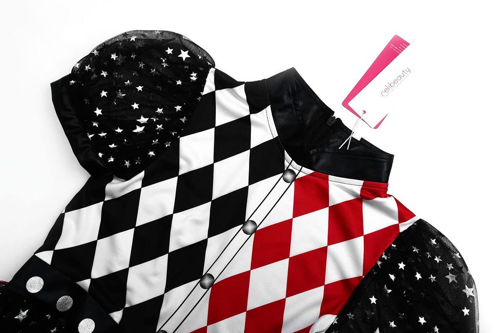 ReliBeauty Clown Halloween Costume for Dress Red and Size 120 Costume, Girls, Kids, Parties, Events, Set, Black,