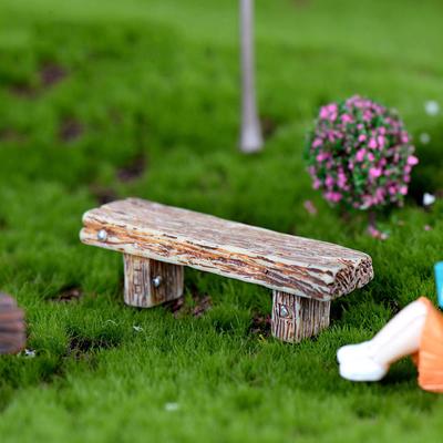Żywica Drewniany Stołek Kreskówka Mikro Krajobraz Wróżka Ogród Figurka Lalki Dom
