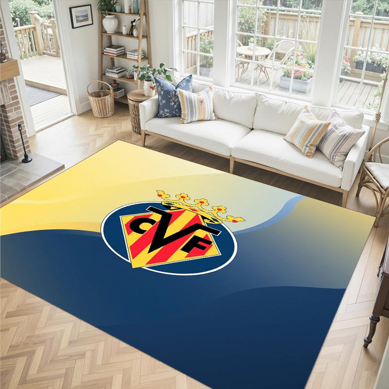 Villarreal FC Design Kristall Samt Teppich Gemütlich Nicht?Rutschfester Teppich mit Aufdruck für Schlafzimmer Wohnzimmer Eingang