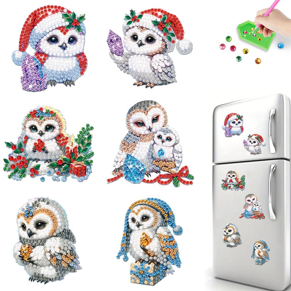 6Pcs Acrylic Daisy Animal Fridge Stickers Diamond Art Fridge Magnet Diamond Painting Refrigerator Magnet for Car Mailbox Decor