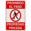 Vintage Spanish No Trespassing Tin Sign  Private Property Metal Sign for Outdoor Garden Bar X Inch