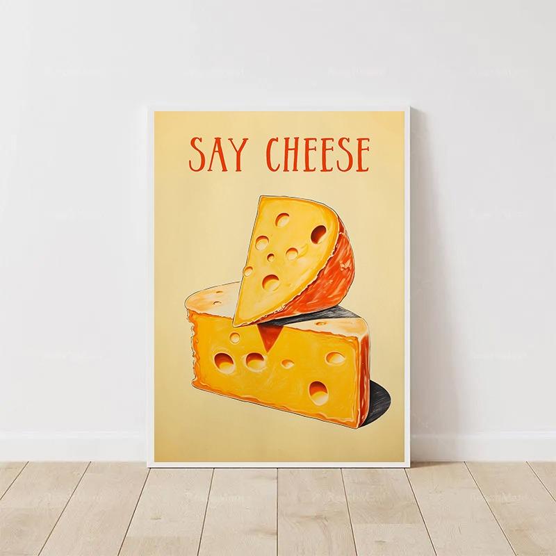 Retro Funny Food Breakfast Eggs Bacon Pancakes Cheese Posters and Prints Canvas Printing Wall Art Picture for Kitchen Home Decor