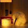 Multicolor LED Wooden Book Lamp: Eye-Safe Desk Lighting, Foldable Night Light, Stackable Design