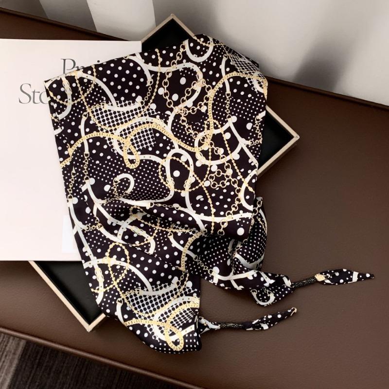 Silk scarf new fashion wheat ear cashew flower silk scarf head scarf beaded small scarf scarf triangular scarf waist tie