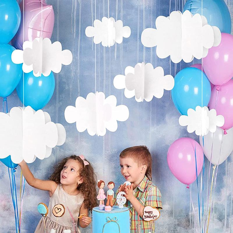 16Pcs 3D Cloud Decorations White Hanging Clouds For Ceiling Cloud Party Decorations Cloud Ornaments Hanging Ceiling Decoration