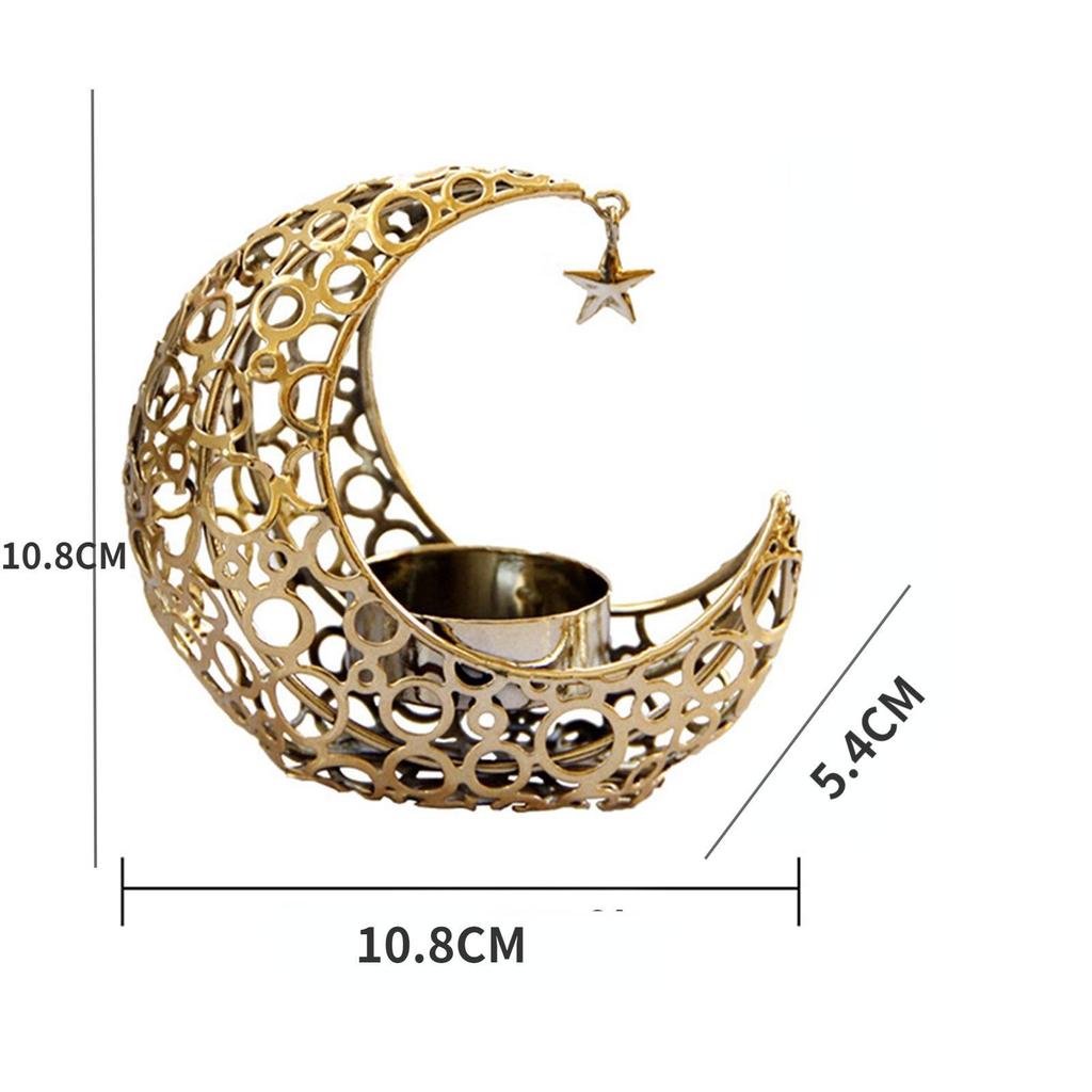 Crystal Pillar Candle Holders Moon Shaped Metal Candle Holders Moon Candle Stand Decorative Candlestick Holders for Table
